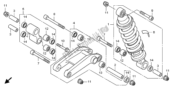 All parts for the Rear Cushion of the Honda CBF 1000T 2009