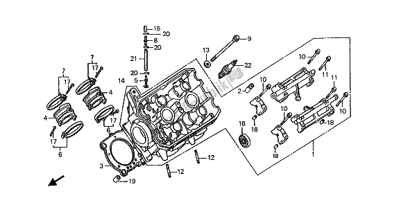 All parts for the Left Cylinder Head of the Honda ST 1100A 1993