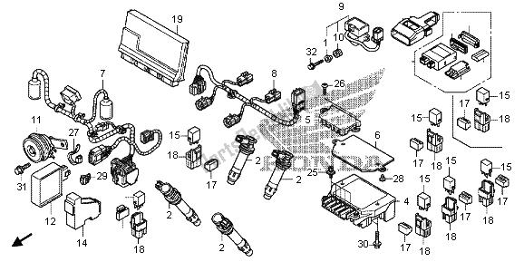 All parts for the Sub Harness of the Honda VFR 1200 XD 2012