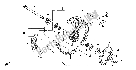 All parts for the Front Wheel of the Honda CRF 150R SW 2009