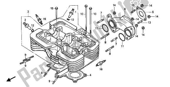 Alle onderdelen voor de Cilinderkop van de Honda CB 250 1994