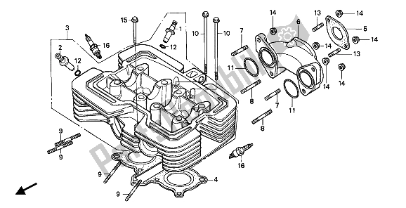 Alle onderdelen voor de Cilinderkop van de Honda CB 250 1994