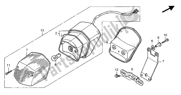 Todas as partes de Luz Traseira do Honda VT 125C2 2001