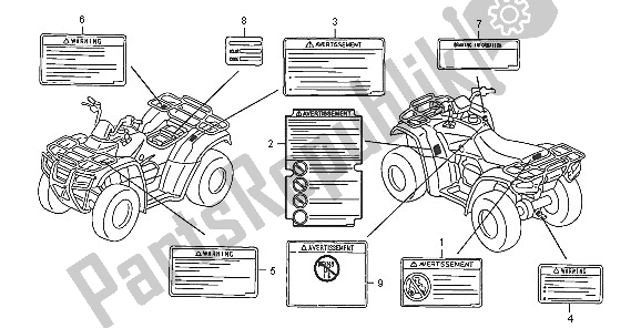 Todas las partes para Etiqueta De Precaución de Honda TRX 400 FA Fourtrax Rancher AT 2005