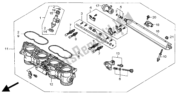 Todas as partes de Corpo Do Acelerador do Honda CB 1100 SF 2000
