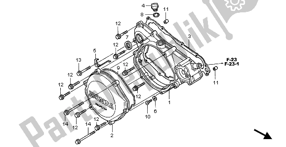 All parts for the Right Crankcase Cover of the Honda CR 250R 2007