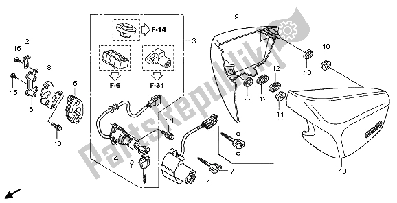 All parts for the Side Cover of the Honda VT 750C 2009