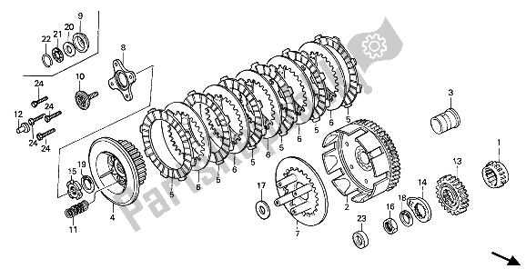 Toutes les pièces pour le Embrayage du Honda XR 250R 1987