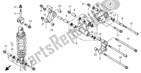 All parts for the Rear Cushion of the Honda VTR 1000F 1999