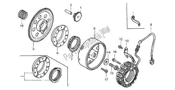 All parts for the Generator of the Honda VT 1100C2 1995