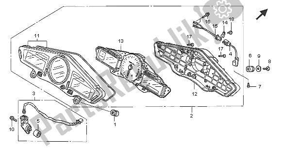 All parts for the Meter (mph) of the Honda VFR 800A 2005