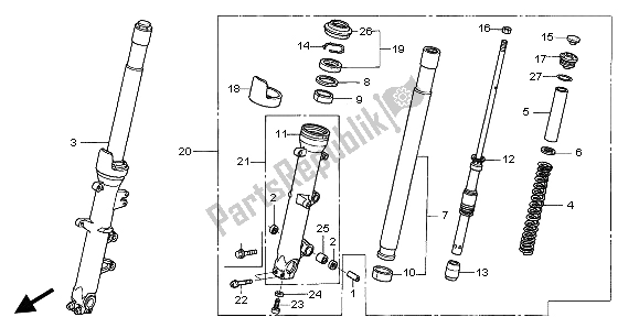 All parts for the Front Fork of the Honda ST 1300A 2003