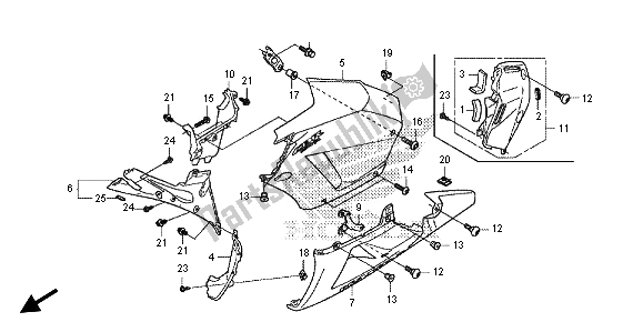 All parts for the Middle Cowl Lower Cowl (l.) of the Honda CBR 600 RA 2013