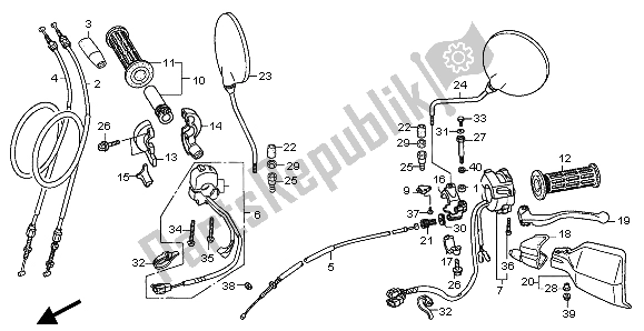 All parts for the Handle Lever & Switch & Cable of the Honda XL 1000V 2007