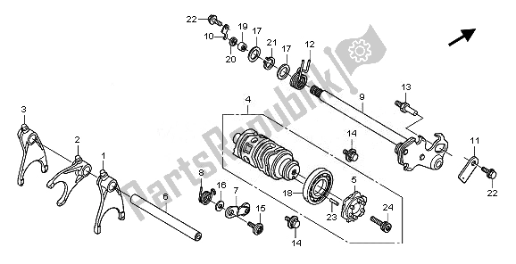 All parts for the Gearshift Drum of the Honda CBF 600 NA 2008