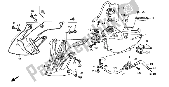 Todas las partes para Depósito De Combustible de Honda CRF 250R 2004