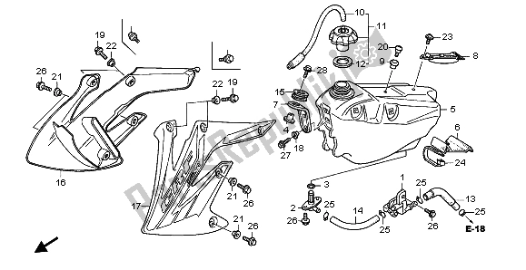 Tutte le parti per il Serbatoio Di Carburante del Honda CRF 250R 2004