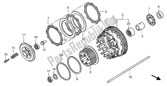 All parts for the Clutch of the Honda VFR 800A 2002