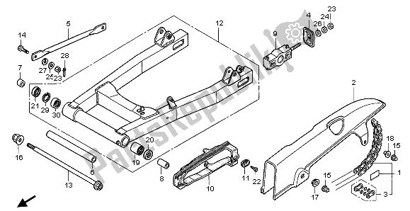 All parts for the Swingarm of the Honda CB 500 1996