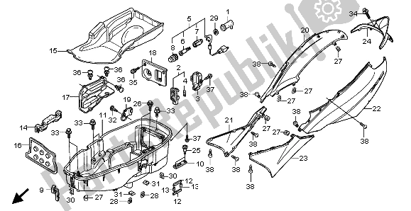 Todas las partes para Cubierta Del Cuerpo Y Caja De Equipaje de Honda FES 150 2007