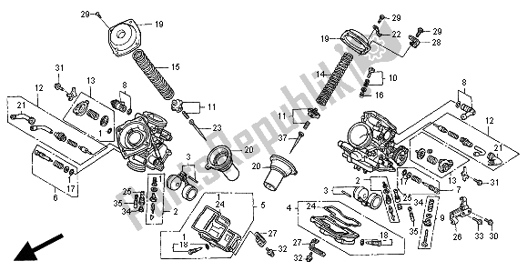 Todas las partes para Carburador (componentes) de Honda NT 650V 1998