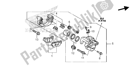 Wszystkie części do Zacisk Hamulca Tylnego Honda SH 125D 2013