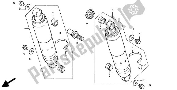 All parts for the Rear Cushion of the Honda VT 750C 1997