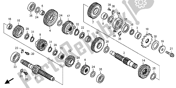 Alle onderdelen voor de Overdragen van de Honda CRF 250R 2012