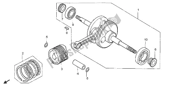 All parts for the Crankshaft & Piston of the Honda SCV 100F 2005