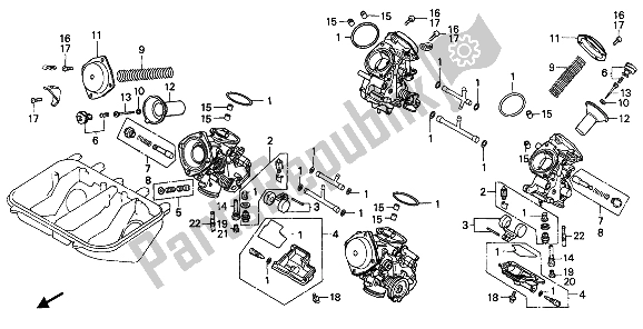 Tutte le parti per il Carburatore del Honda VFR 750F 1989