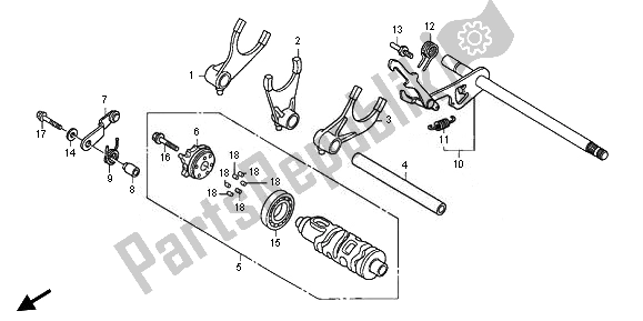 All parts for the Gearshift Drum of the Honda XL 700 VA Transalp 2011