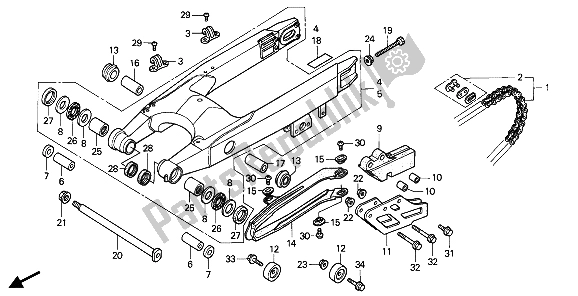 Tutte le parti per il Forcellone E Catena Di Trasmissione del Honda CR 250R 1992