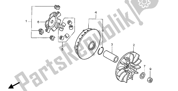 All parts for the Drive Face of the Honda SH 125S 2007