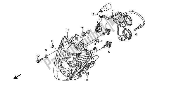 Todas as partes de Farol (reino Unido) do Honda CB 600F Hornet 2009