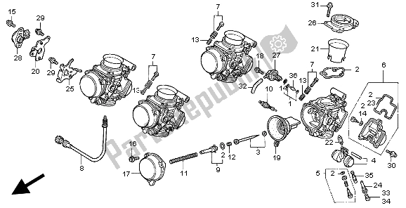 All parts for the Carburetor (component Parts) of the Honda CBR 600F 1999