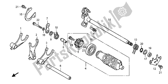 All parts for the Gearshift Drum of the Honda NC 700 XA 2013