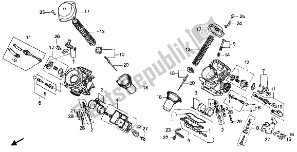 Todas las partes para Carburador (componentes) de Honda VT 600 1992