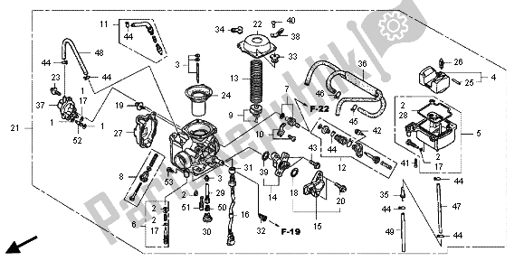 Tutte le parti per il Carburatore del Honda TRX 500 FPA Foreman Rubicon WP 2013