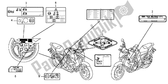 Todas las partes para Etiqueta De Precaución de Honda CB 1000R 2012