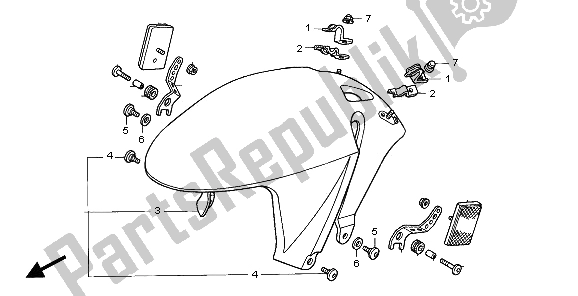 All parts for the Front Fender of the Honda VTR 1000 SP 2006