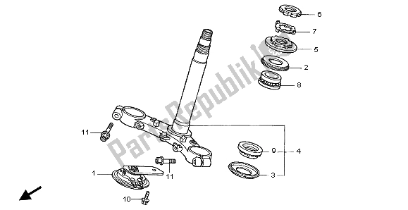 Todas las partes para Vástago De Dirección de Honda VTR 1000F 2002