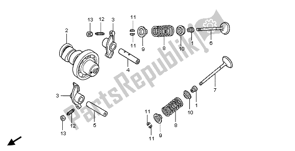 All parts for the Camshaft & Valve of the Honda FES 125 2009