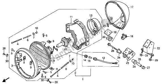 All parts for the Headlight of the Honda VT 600C 1988