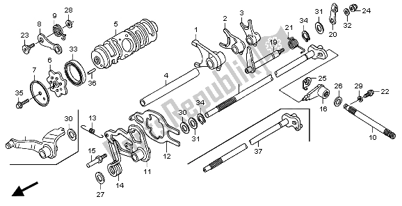 All parts for the Gearshift Drum of the Honda TRX 250 EX Sportrax 2007