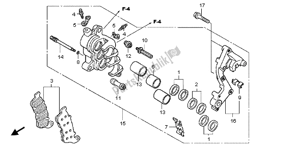 All parts for the R. Front Brake Caliper of the Honda VFR 800X 2012