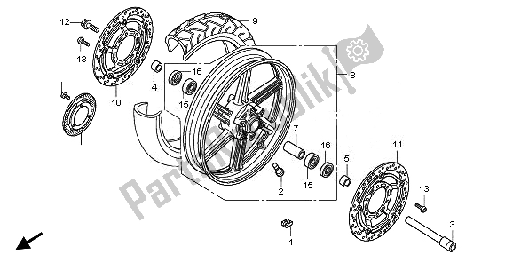 All parts for the Front Wheel of the Honda CBF 1000 2008