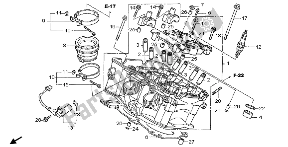 Tutte le parti per il Testata (posteriore) del Honda VFR 800A 2007