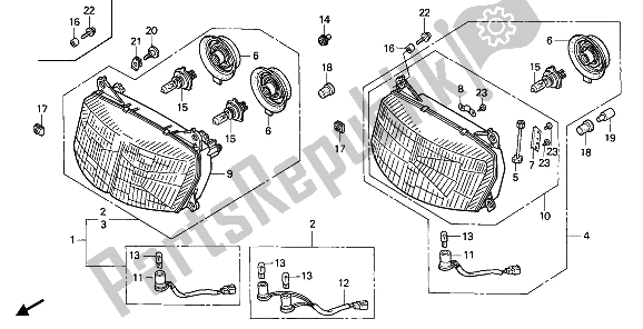 Alle onderdelen voor de Koplamp (eu) van de Honda VFR 750F 1992