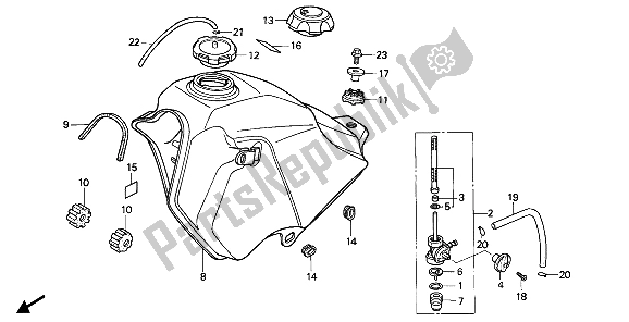 Tutte le parti per il Serbatoio Di Carburante del Honda NX 250 1988