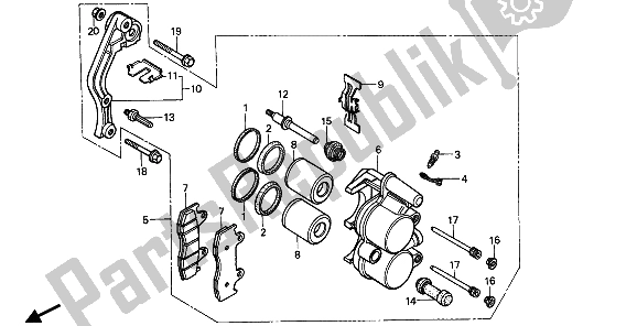 Todas las partes para Pinza De Freno Delantero de Honda CR 250R 1985